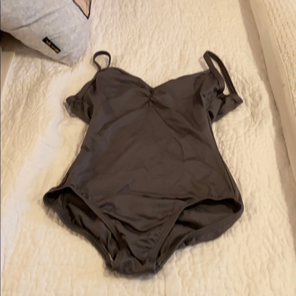 Motionwear gray leotard, size small, low back